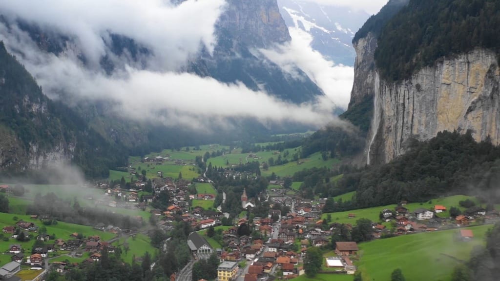 Famous valley with Switzerland market