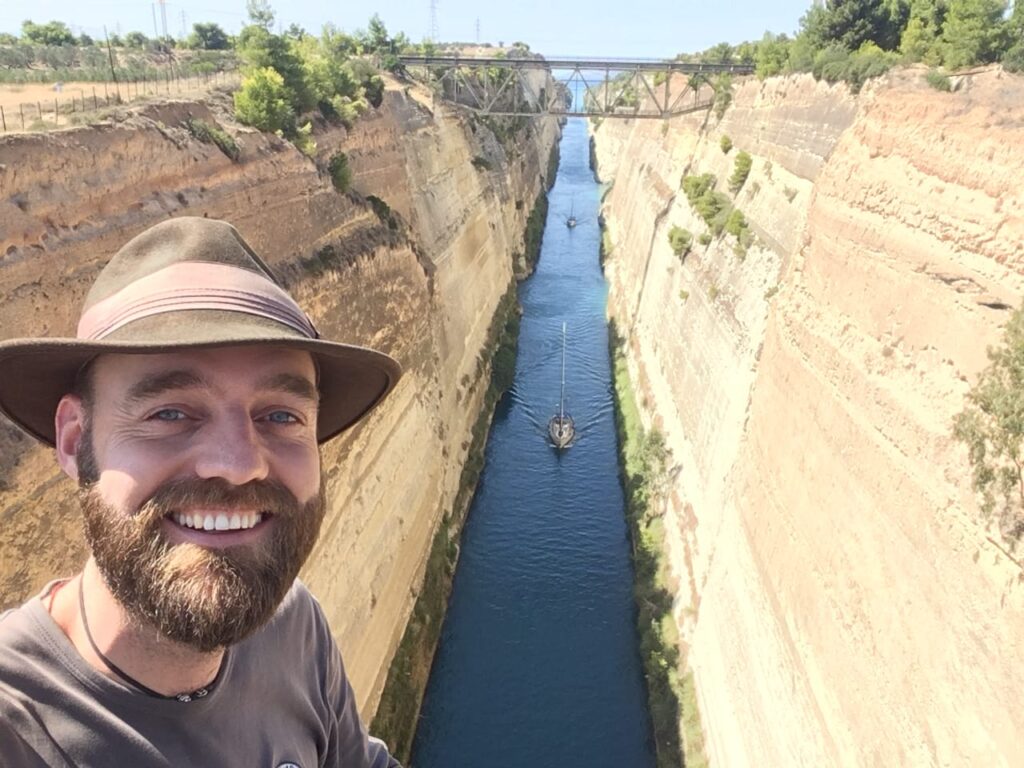 Torbjørn C. Pedersen (Thor) taking a selfie at the Corinth Canal