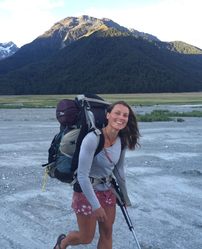 Miriam Lancewood standing in front of a mountain