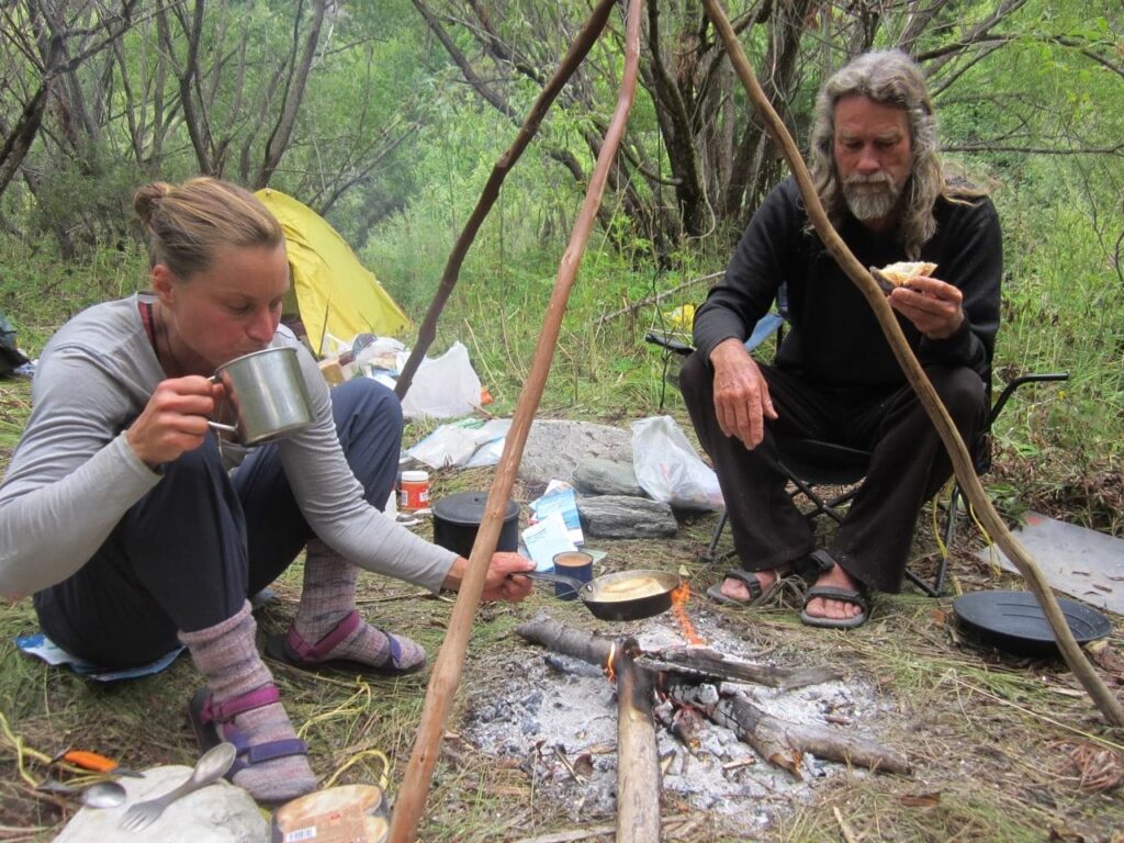 Miriam Lancewood and Peter camping