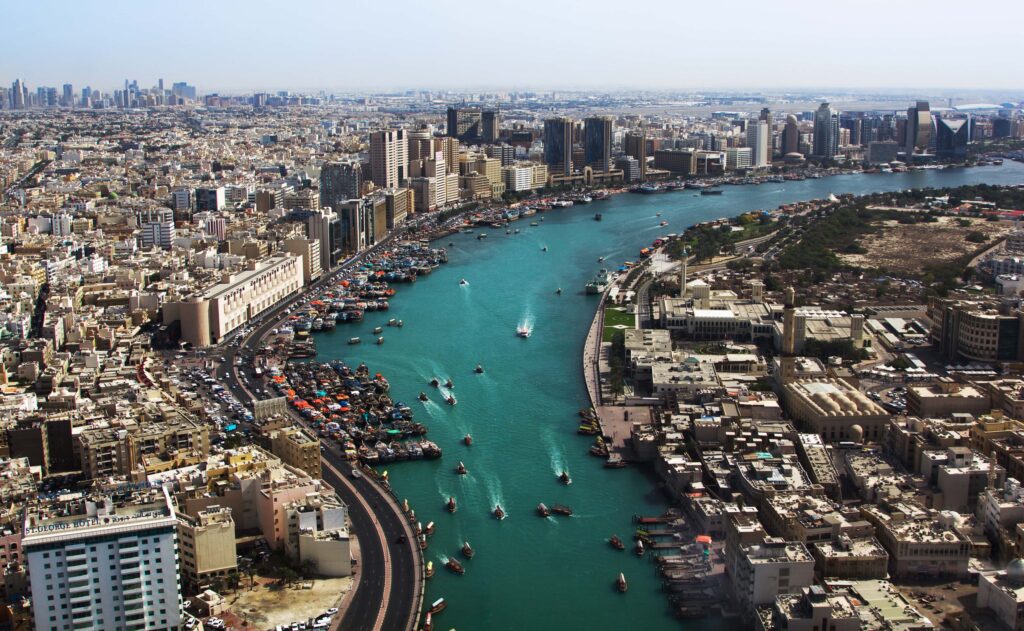 View of Dubai Creek from top 
